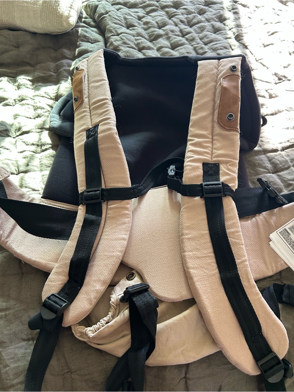 Neutral Beige and Black Kids Carrier Backpack - Unbranded